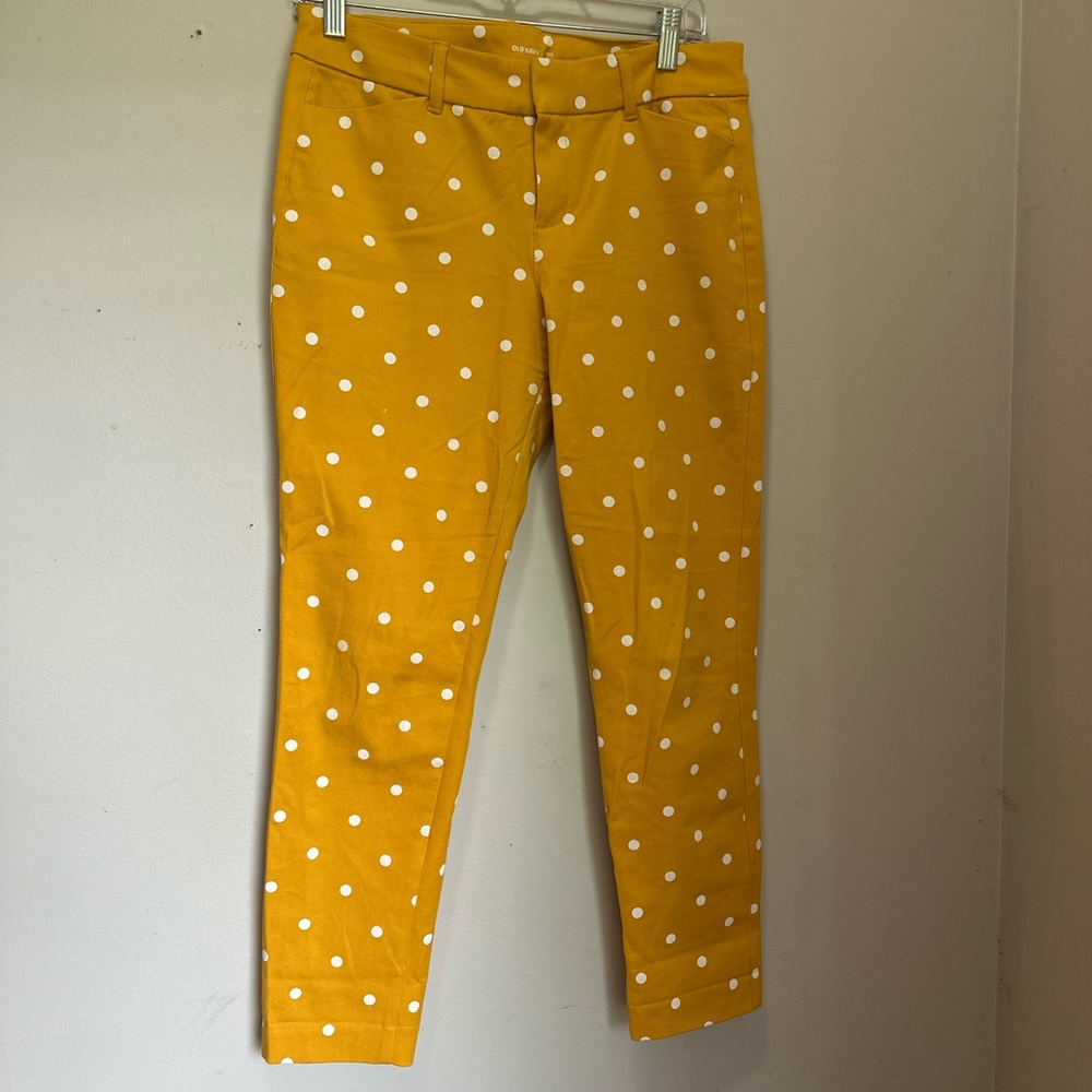 Old Navy Bright Yellow Pants with White Dots